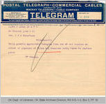 Telegram New York Herald to Governor James B. A. Robertson, 1921 June 1
