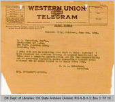 Telegram Governor James B. A. Robertson to F. E. Christian, Secretary, Brotherhood of Races, 1921 June 3