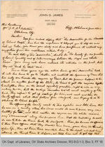 Letter John G. James to Governor James B. A. Robertson, 1921 June 4