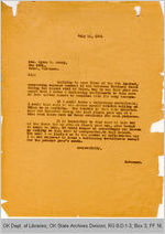 Letter Governor James B. A. Robertson to Cyrus S. Avery, Tulsa, 1921 July 11