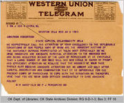 Telegram M. H. Wakefield, MD to Governor James B. A. Robertson, 1921 June 3