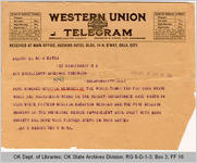 Telegram Jas D. Brooks, Secretary Universal Negro Improvement Association to Governor James B. A. Robertson, 1921 June 3