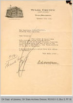 Letter T. L. Wallace, Tulsa County Attorney to Governor James B. A. Robertson, 1921 October 19