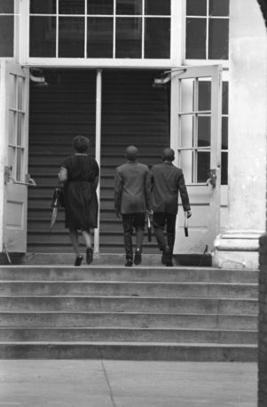 Alexander boys arrive at school