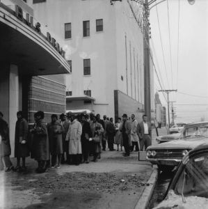 Civil rights protesters at the Greyhound Bus depot