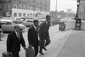 Attorneys in desegregation lawsuit at U.S. Courthouse