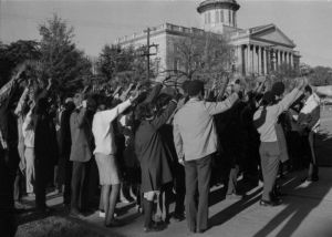 Protest march outside the State House