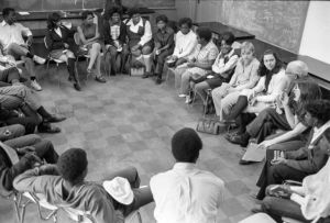 Up With People group session at Booker T. Washington High School