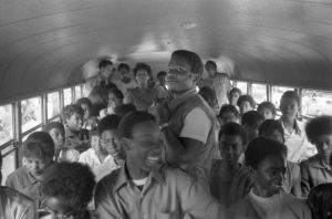 Columbia High School students on a bus