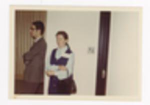Candid Photograph of Woman with Name Tag