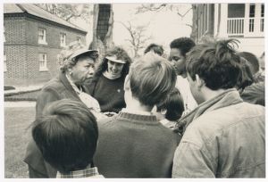 Photograph, Augusta Baker Standing with Group of Children