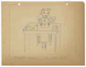 Correspondence, Children's Artwork, circa 1953, Girl Reading Science Book