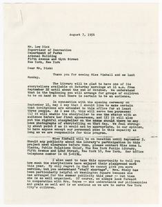 Letter, 1956, Augusta Baker to Lew Dick