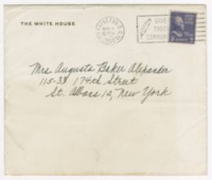 Invitation, 1950, Harry S. Truman to Augusta Baker
