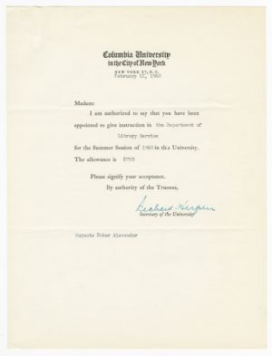 Letter, 1960, Richard Herpers to Augusta Baker
