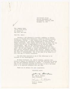 Letter, 1974, Dr. John M. Goudeau and Lelia G. Rhodes to Augusta Baker