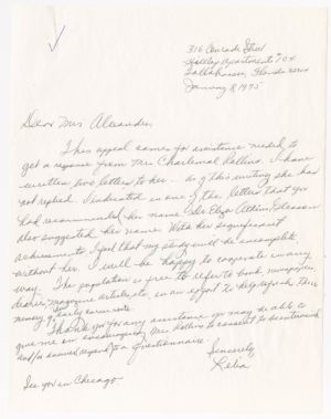 Letter, 1975, Lelia G. Rhodes to Augusta Baker