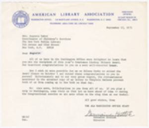 Letter, 1971, Germaine Krettek to Augusta Baker