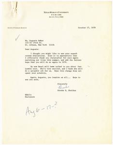 Letter, 1978, Brooke E. Sheldon to Augusta Baker
