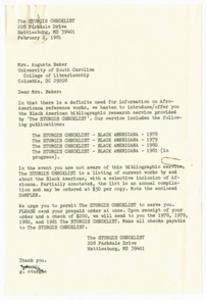 Letter, 1981, the Sturgis Checklist to Augusta Baker