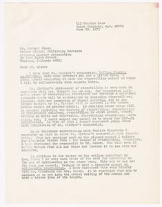 Letter, 1973, Ellin Greene to Herbert Bloom