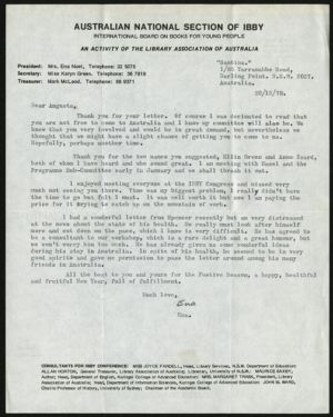 Letter, 1978, Ena Noel to Augusta Baker