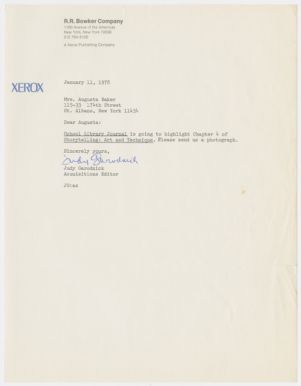 Letter, 1978, Judy Garodnick to Augusta Baker
