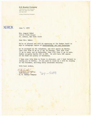 Letter, 1979, Ruth Karpes to Augusta Baker