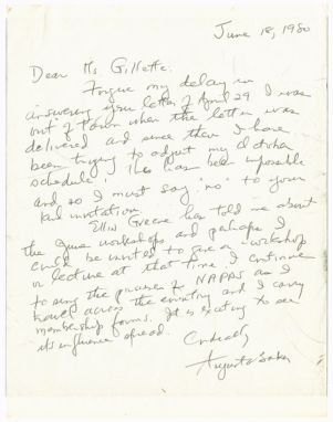Letter, 1980, Augusta Baker to Martha Gillette