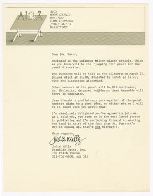 Letter, 1973, Judie Mills to Augusta Baker