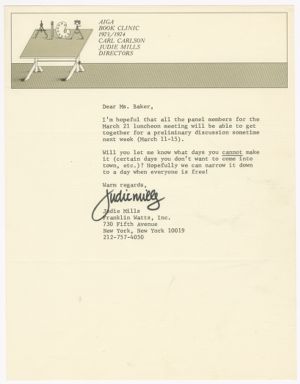 Letter, 1973, Judie Mills to Augusta Baker
