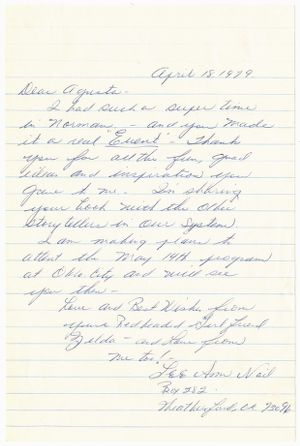 Letter, Lee Ann Nail to Augusta Baker