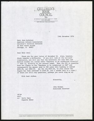 Letter, 1976, John Herman to Mary Jane Anderson