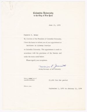 Letter, 1973, Marion E. Jemmott to Augusta Baker
