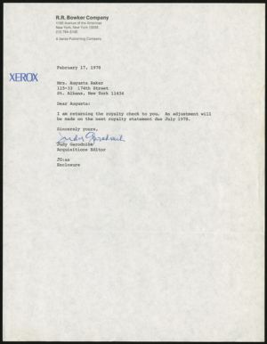Letter, 1978, Judy Garodnick to Augusta Baker