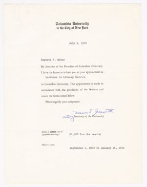 Letter, 1972, Marion E. Jemmott to Augusta Baker