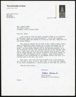 Letter, 1980, Ethel Bloesch to Augusta Baker