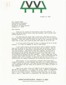 Letter, 1982, Morton Schindel to Augusta Baker