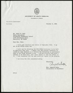 Letter, 1981, Augusta Baker to Sybil M. Fain