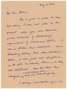 Letter, 1983, Betty Gubert to Augusta Baker