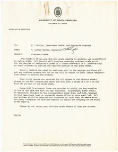 Memo, 1985, T. Luther Gunter to All Faculty