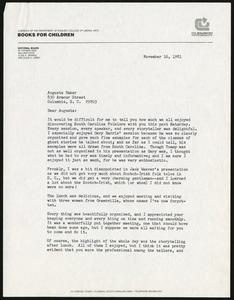 Letter, 1981, Malcolm Usrey to Augusta Baker