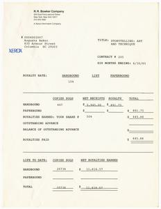 Royalty Report, 1985, Storytelling: Art and Technique
