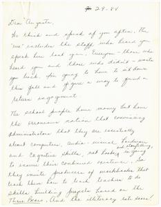 Letter, 1984, Ethel N. Ambrose to Augusta Baker