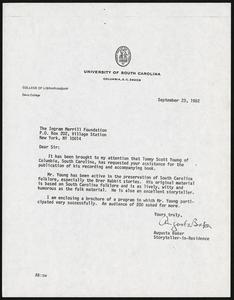 Letter, 1982, Augusta Baker to the Ingram Merrill Foundation