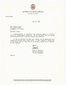 Letter, 1986, Carol D. Benfield to Augusta Baker