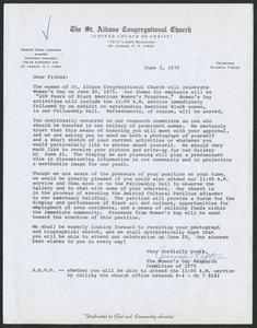 Letter, 1975, Jessica Lofton to Augusta Baker