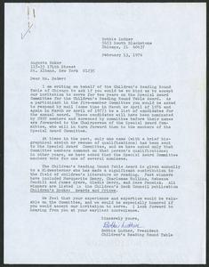 Letter, 1976, Bobbie Luther to Augusta Baker