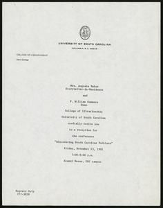 Invitation, 1981, Discovering South Carolina Folklore