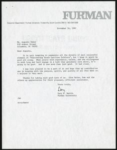 Letter, 1981, Gary R. Harris to Augusta Baker